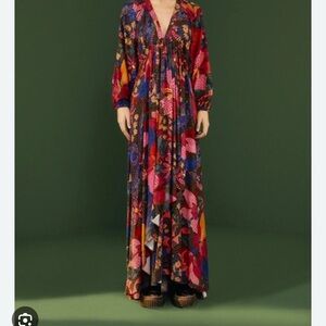 FARM Rio Multicolor Long Sleeve Maxi Dress